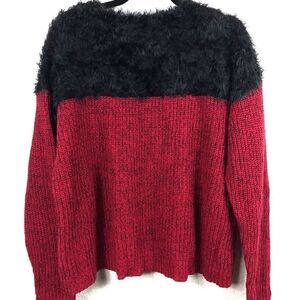 Two by Vince Camuto Red and Black Marled Sweater